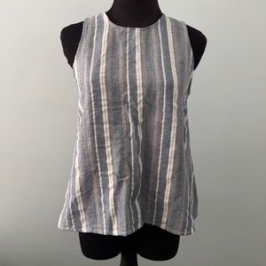 Anthropology Paper Crane Linen Striped Tank Top